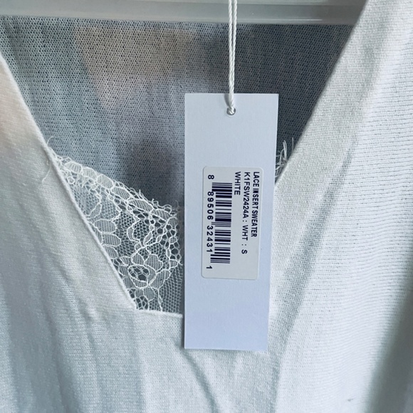 Bishop + Young Anthropologie White Viscose V-Neck Lace Sweater Jumper Top S - Picture 4 of 15